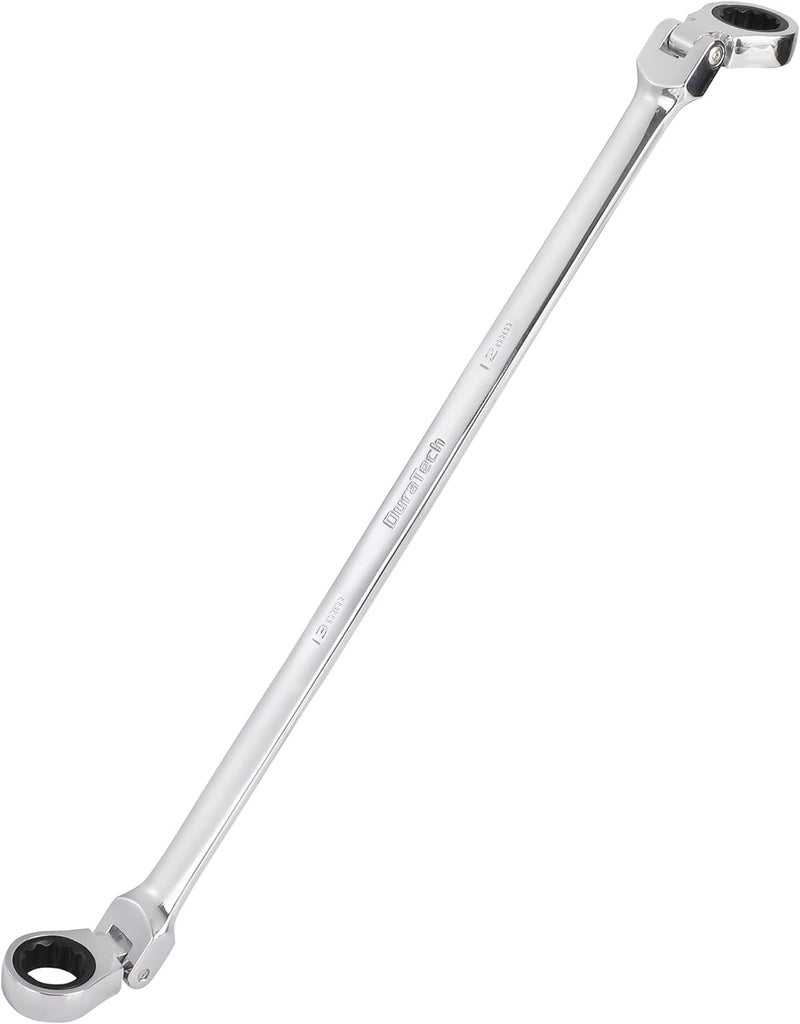 DURATECH 12 * 13 mm Extra Long Flex-Head Ratcheting Wrench, Metric, CR-V Steel - Image 1